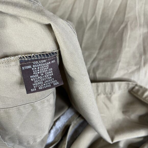 Volcom Stone Boardwear Jacket Mens Large Tan Khaki Streetwear Barn Garage Coat - Picture 12 of 12